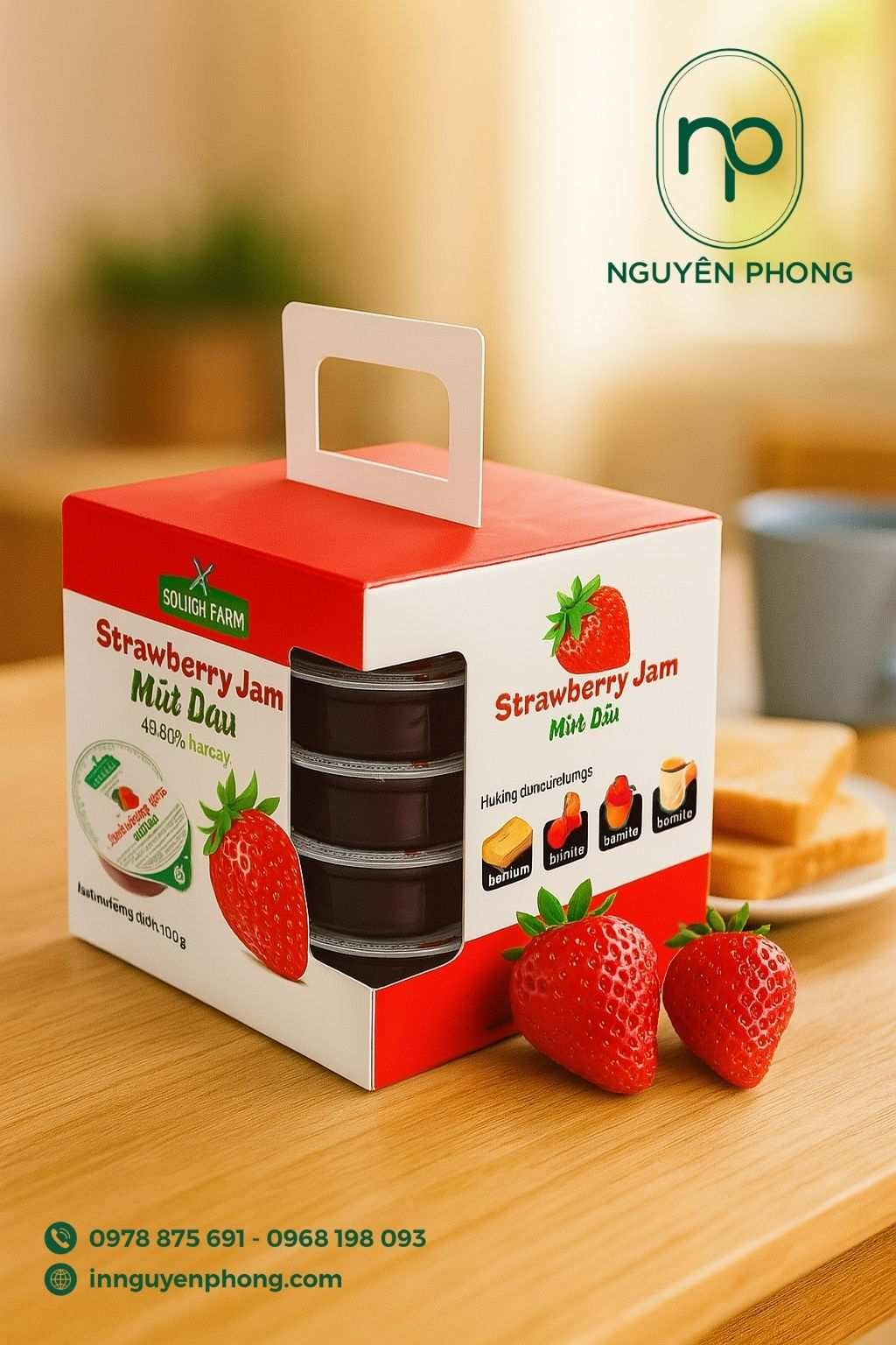 Mẫu hộp giấy đựng mứt dâu